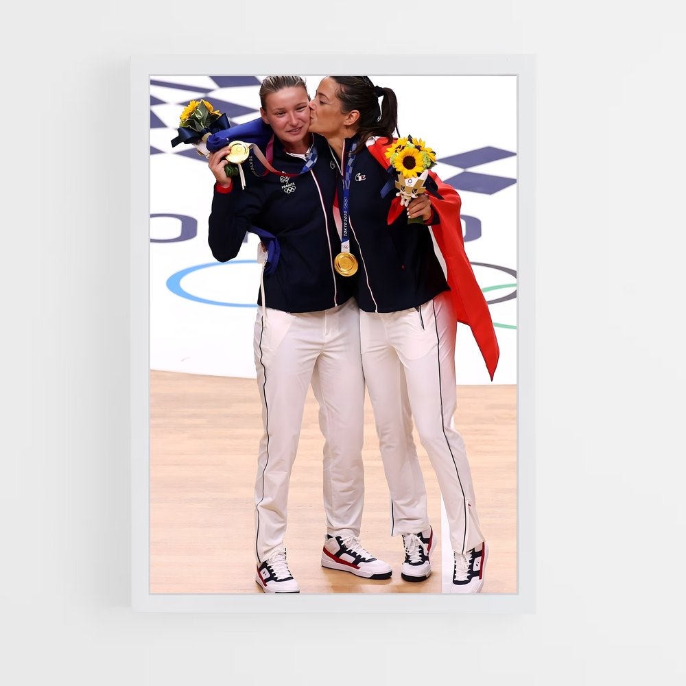 Poster Étreinte Bleu Ciel – affiche Handball (vue 3)